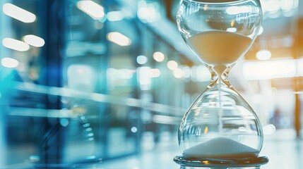 Hourglass with Blue Background.