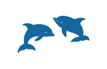 Obraz premium Dolphin pair vector silhouette design