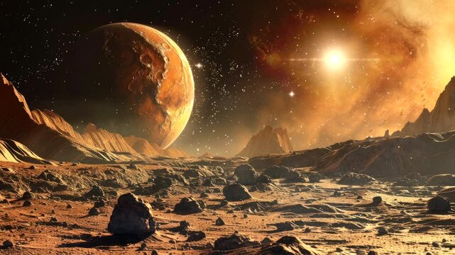 mars landscape red planet video animation background Seamless looping  4k quality