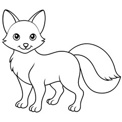 Illustration of baby Fox line art vector