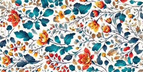 Naklejka premium Elegant Floral and Abstract Pattern Design with Stylized Flowers and Swirling Elements on a white Background