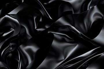 Captivating Abstract Illustration of Swirling Midnight Waves, abstract illustration, black colors wave, ethereal elegance, captivating, swirling, postcard, banner, Design