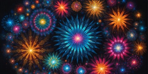 Fototapeta premium Ethereal Neon snowflake in black background: A Mesmerizing Underwater Spectacle