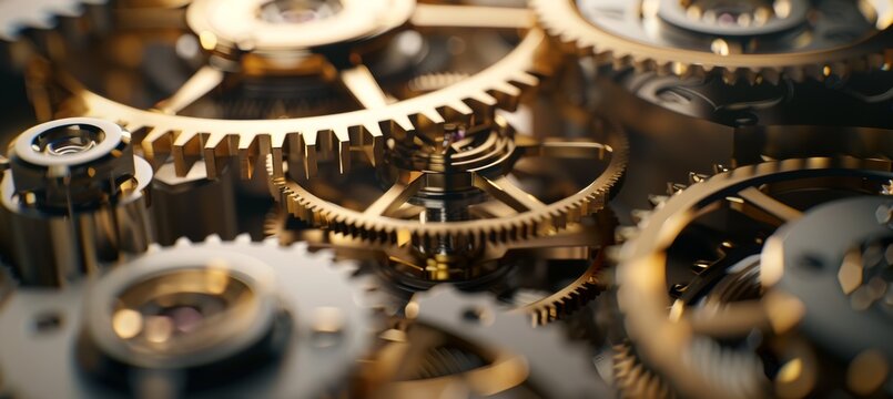 Intricate Close-Up of Gears in Luxury Mechanical Watch - Precision Detail for Watchmaking Art