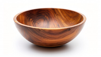 Elegant Handcrafted Wooden Bowl on White Background