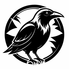 black and white crow head illustration