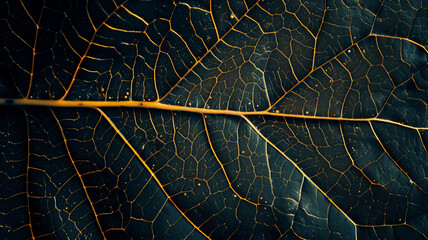 Macro Photograph of Leaf Veins Highlighting Natural Patterns