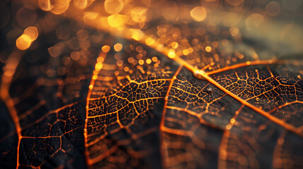 Macro Photograph of Leaf Veins Highlighting Natural Patterns