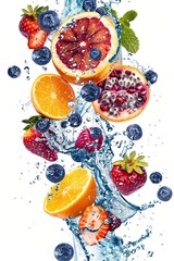 Fresh fruit splash with water.