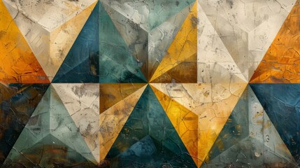 Abstract Geometric Pattern with Cracked Texture