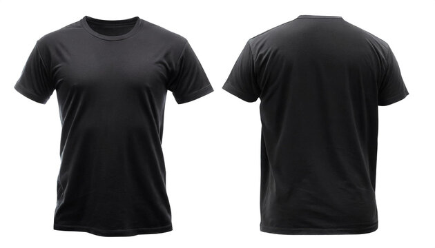schwarz Tshirt von hinten und vorne isoliert auf wei&szlig;en Hintergrund, Freisteller 