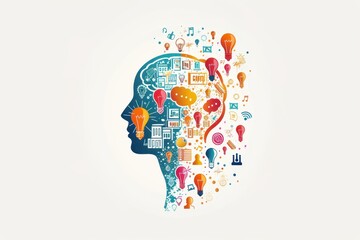 the head of a person with many different colored balloons