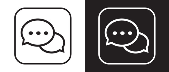 Message, Chat Icon and Logo Design on white background. Message and Bubble speech icon. Dialogue balloon vector silhouette for mobile app, logo or web site. Vector illustration.