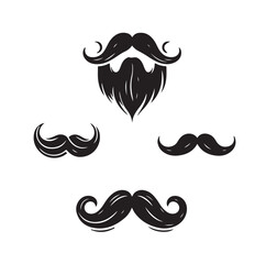 Mustaches and beard style set vector silhouettes illustration 
