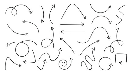 Direction arrows, hand drawn, vector illustration, on a white or transparent background