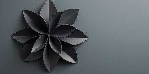 Abstract black flower design on gray background