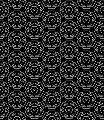 Black and white seamless abstract pattern. Background and backdrop. Grayscale ornamental design.