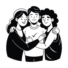 Friendship day Group Hug  silhouette vector illustration 