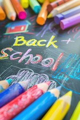 Obraz premium back to school supplies children's drawing