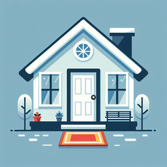 simplified image house open door welcome mat