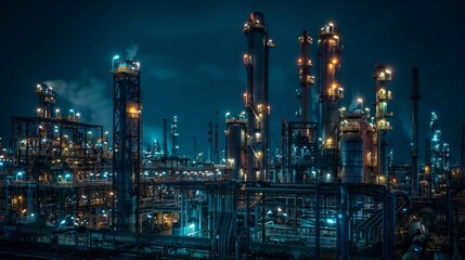 Night View of a  Chemical Plant