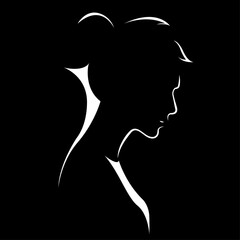 vector black and white illustration of a beautiful female face formed by a shadow. useful for advertising products for women, beauty salons, decorative and care cosmetics, logo, print, poster, design