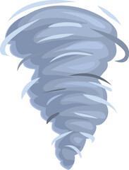 Cartoon illustration of a powerful and destructive tornado rotating, a dangerous natural disaster