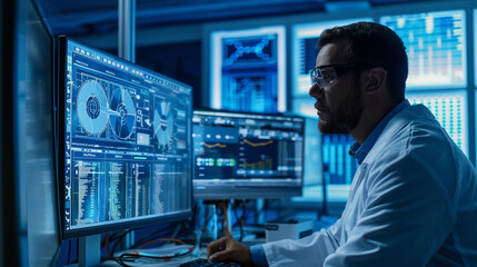 A data scientist running a data simulation.