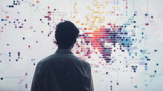 A data scientist visualizing data with scatter plots.