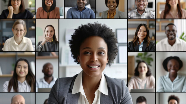 Diverse professionals are attending virtual training sessions.