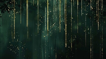 A dark forest green background with cascading gold glitter lines, resembling gentle waterfalls, ideal for creating serene spa or wellness product labels.