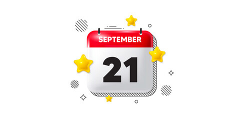 Calendar date of September 3d icon. 21th day of the month icon. Event schedule date. Meeting appointment time. 21th day of September. Calendar month date banner. Day or Monthly page. Vector
