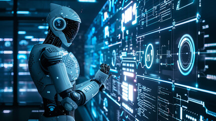 An AI-driven firewall detecting and blocking cyber attacks. technology AI