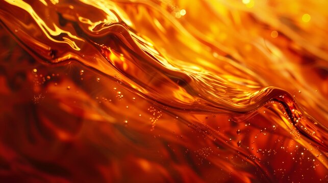 Abstract background of drinks with a texture of liquid golden splashes. Rum, cognac, whisky, tea, or oil.