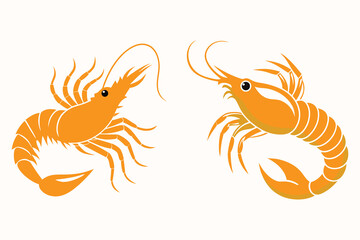 Set of prawn cartoon vector illustration