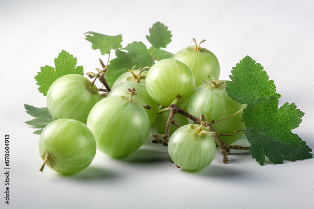 Wall mural bunch of green gooseberries, natural fresh berry food for healthy nutrition.