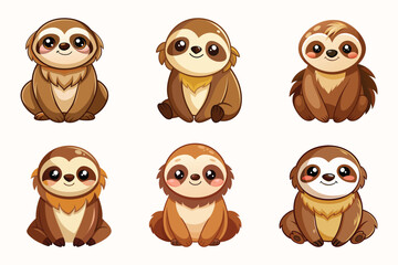 Set of Cute children's sloth, sweet expressions,  vector illustration.  © designsy24 