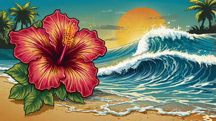 Hibiscus surf vector