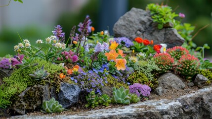 Beautiful miniature flower border