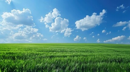 Serene Green Field Under a Blue Sky