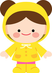 girl wearing raincoat clipart