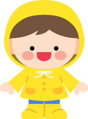 boy wearing raincoat clipart