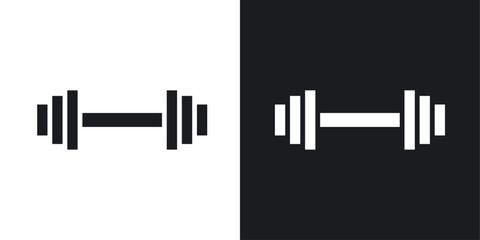 Gym vector icon set in solid black and white color