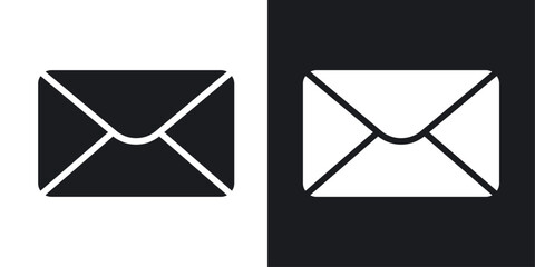 Envelope vector icon set in solid black and white color