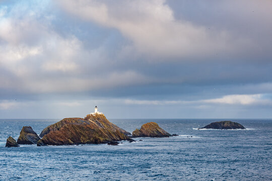Muckle Flugga, northernmost lighthouse in the United Kingdom, Hermaness National Nature Reserve, Scotland, Shetland Islands, Unst island