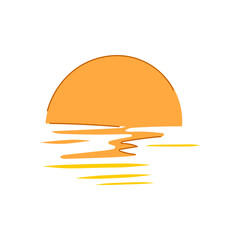 blue sunset cartoon. evening beautiful, morning ocean, nature water blue sunset sign. isolated symbol vector illustration