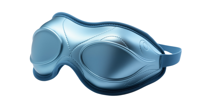 Blue sleeping eye mask, isolated on transparent background.