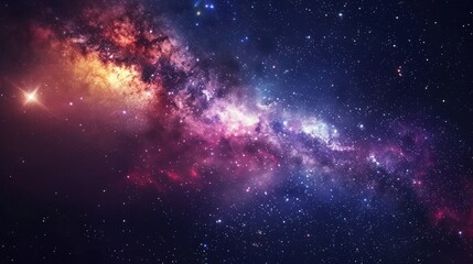 Naklejka premium Space background with realistic nebula and shining stars.