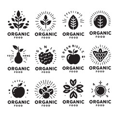 Organic food logo set vector illustration