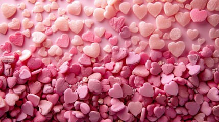 Fototapeta premium Pink Hearts Sprinkles Background